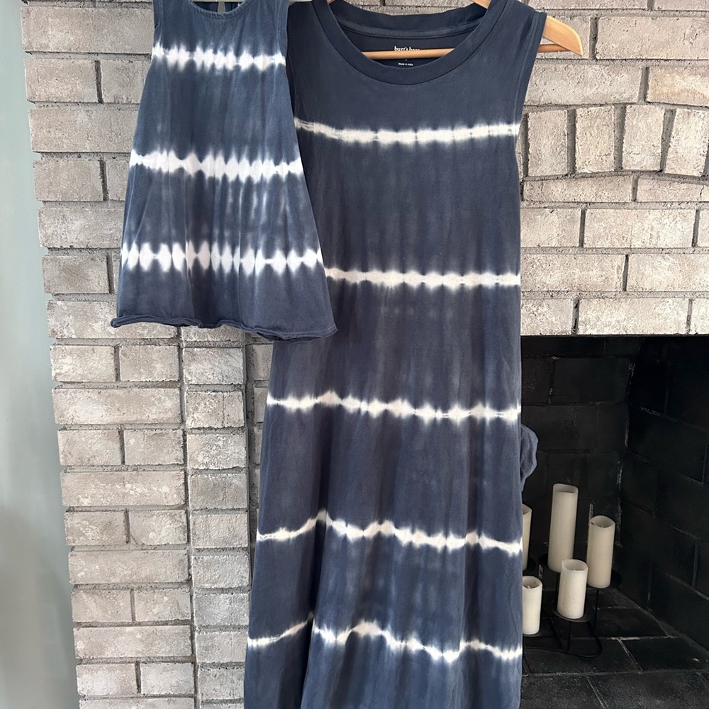 Mommy and me matching dresses by Burt’s Bees Baby- Navy Blue & White - worn once